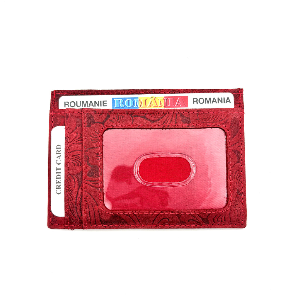 Portofel belaro slim floral rosu