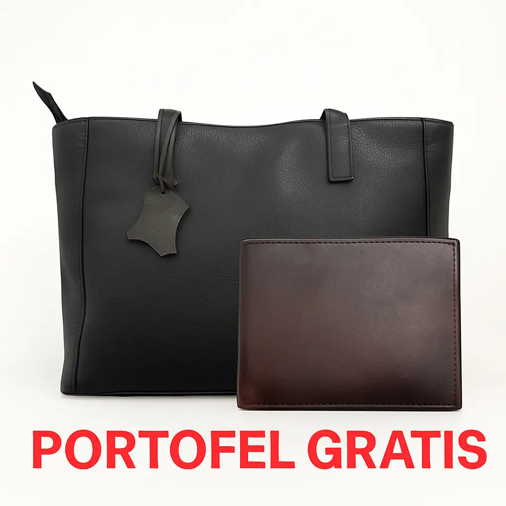 GEANTA AURA NEAGRA + PORTOFEL BARBĂTESC