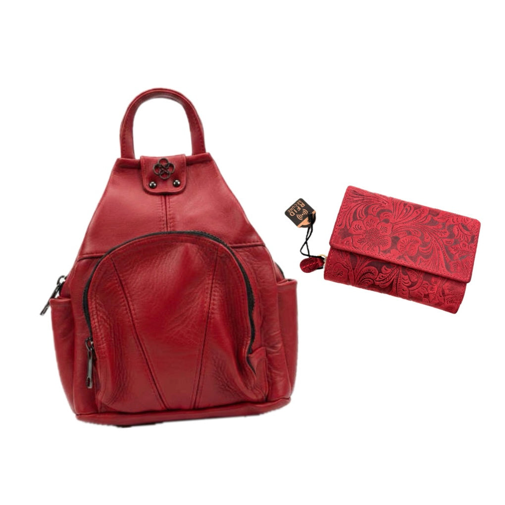 Set Rucsac Luna +Portofel Dalia Rosu