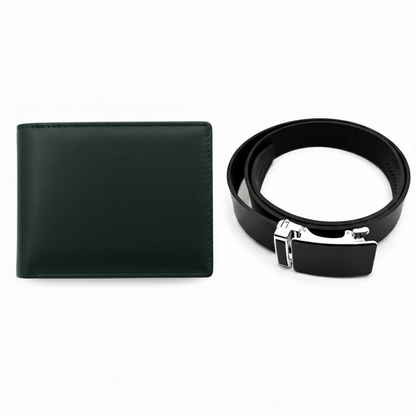 Set curea Nero+ Portofel Ascend Verde