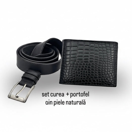 Set Portofel Obsidian + Curea Abi Neagra