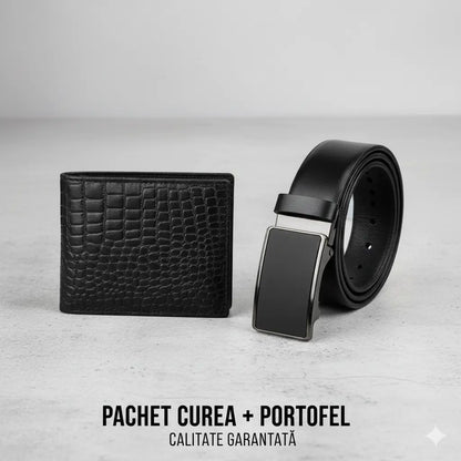 Set Portofel Obsidian + Curea Azuro Neagra