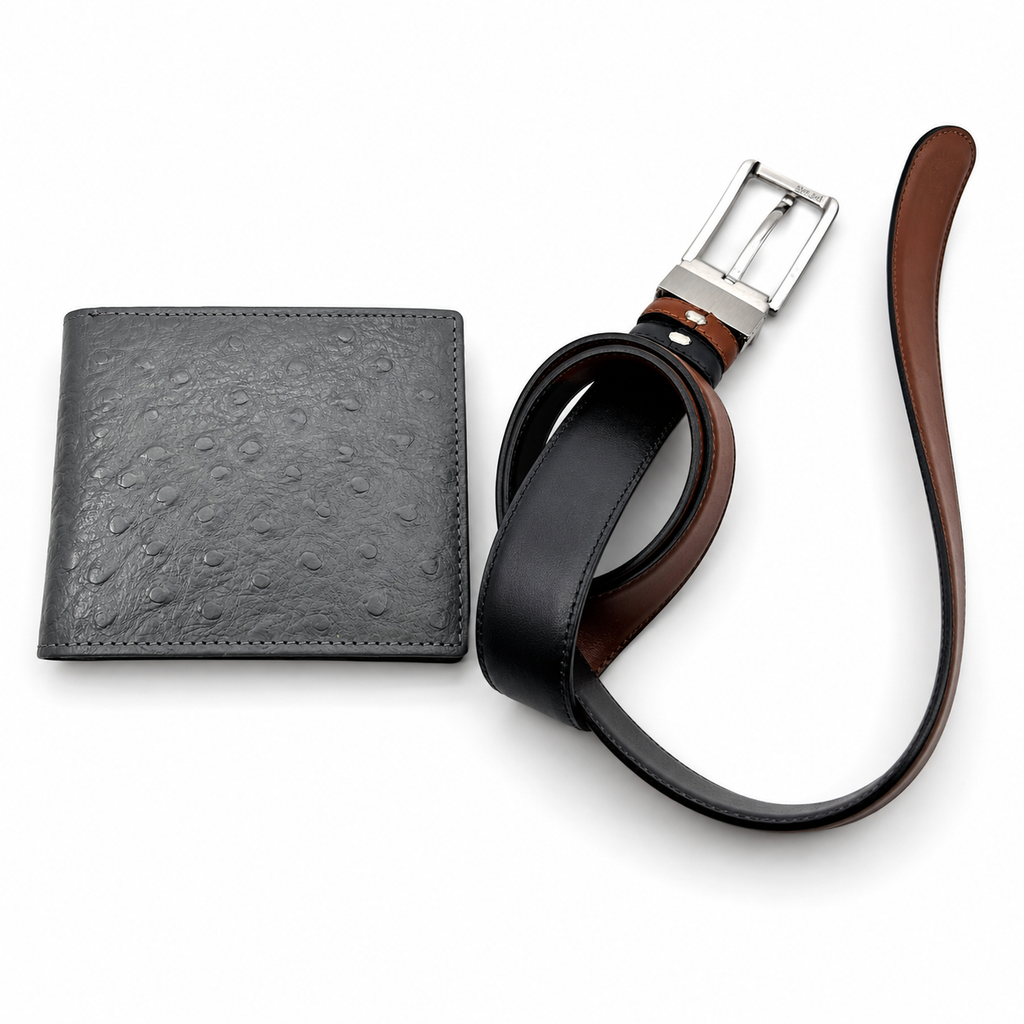 Set Portofel Evo Gri+ Curea Reversibila