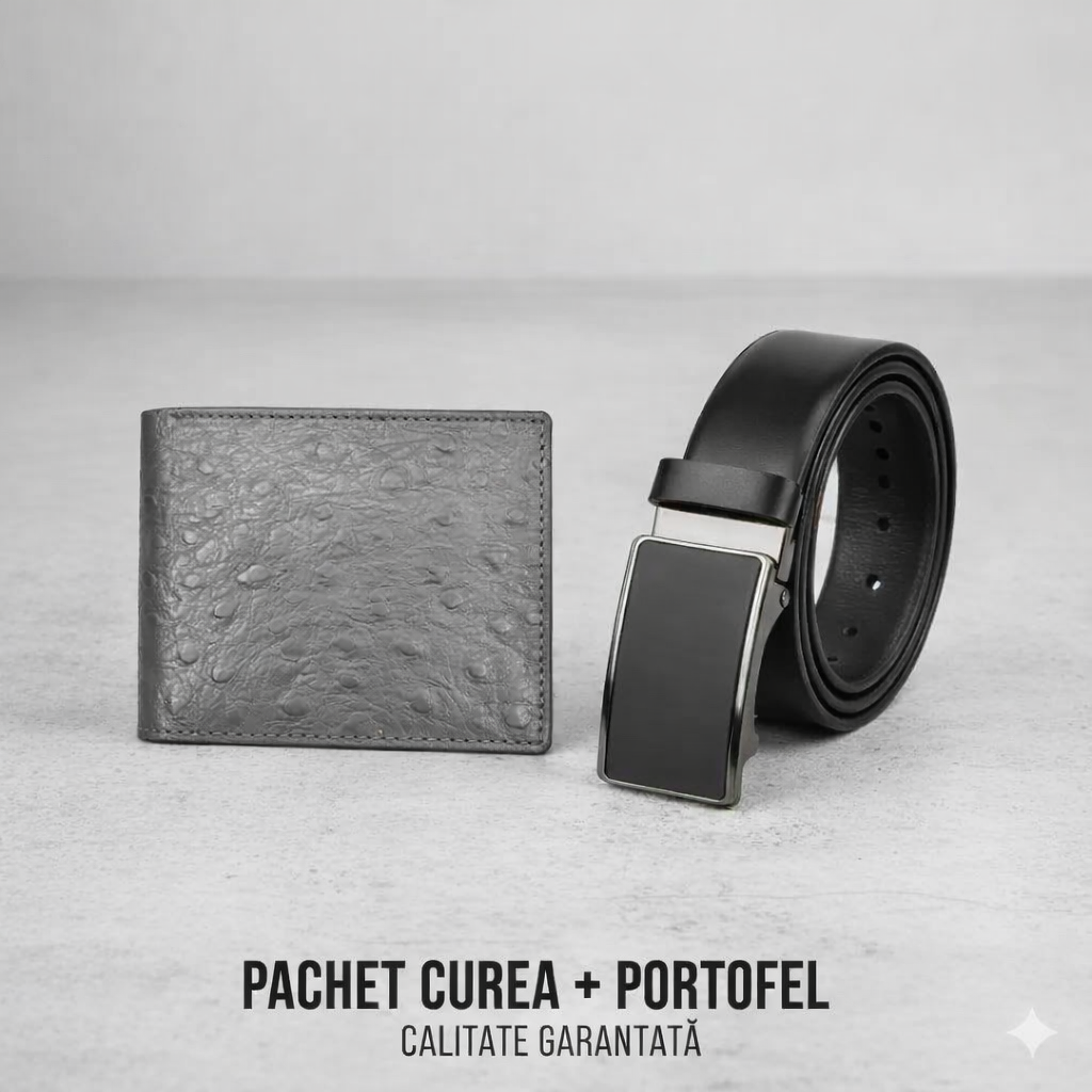 Set Portofel Evo + Curea Azuro Neagra