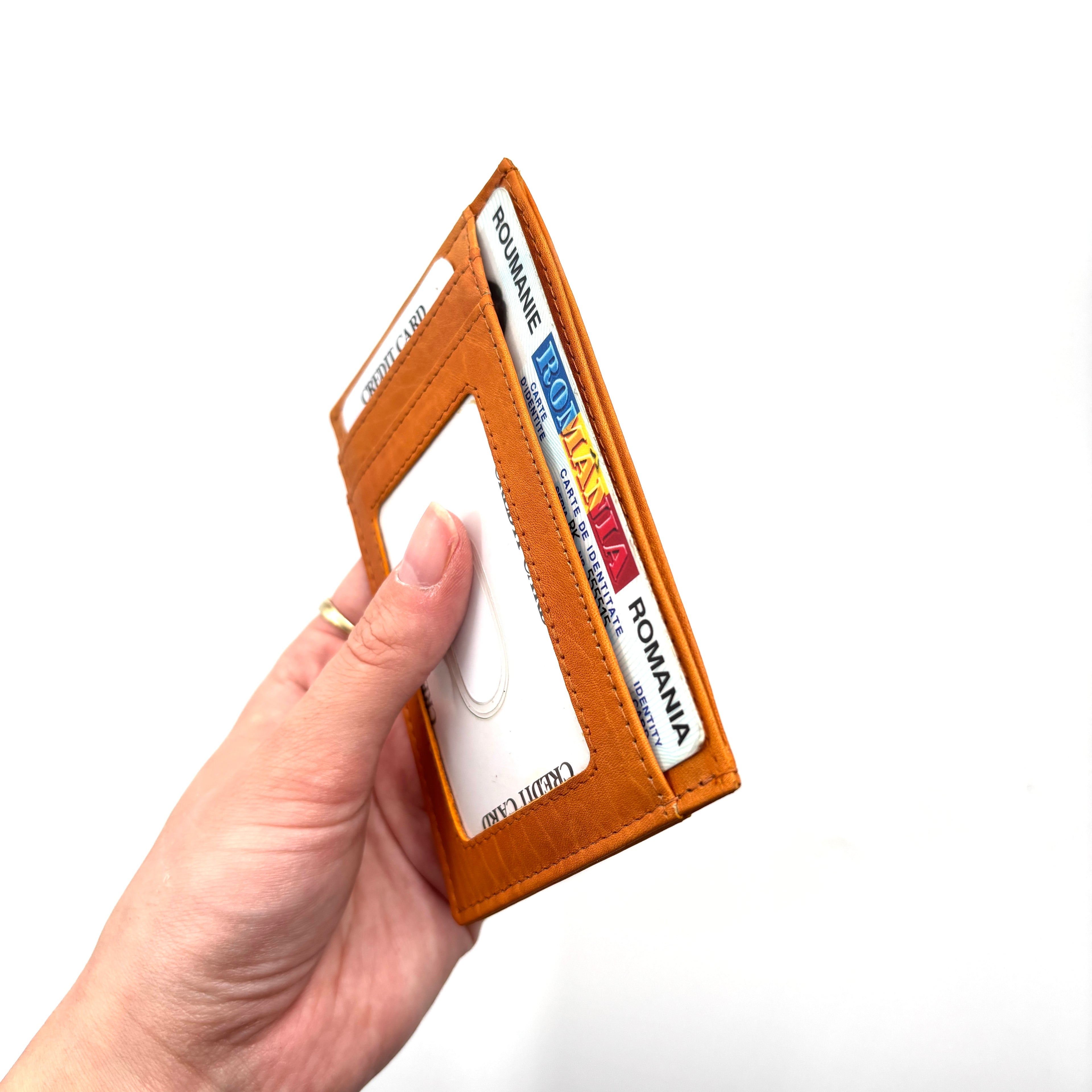 Portofel belaro slim din piele naturală maro
